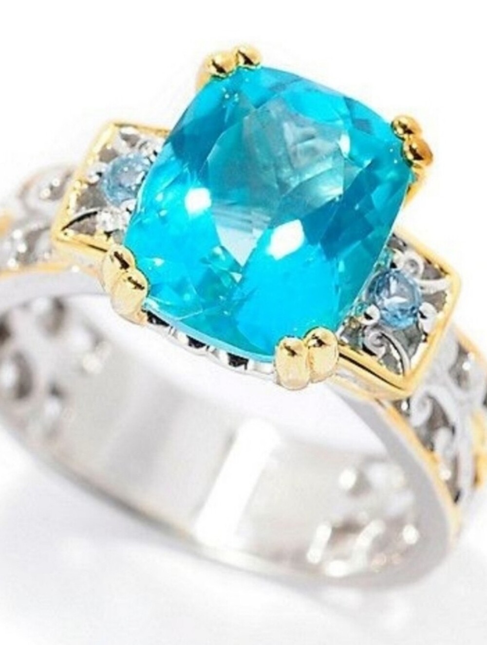 Natural Paraiba Blue Topaz Ring in Palladium Sterling Silver Size 7!